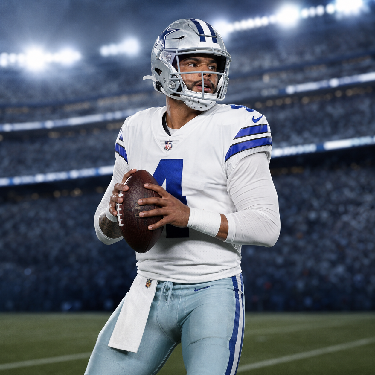 Dak Prescott wearing a Dallas Cowboys uniform
